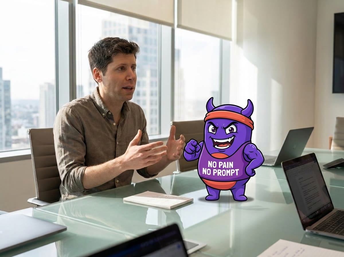 Claudio posing in a playful scene with Sam Altman