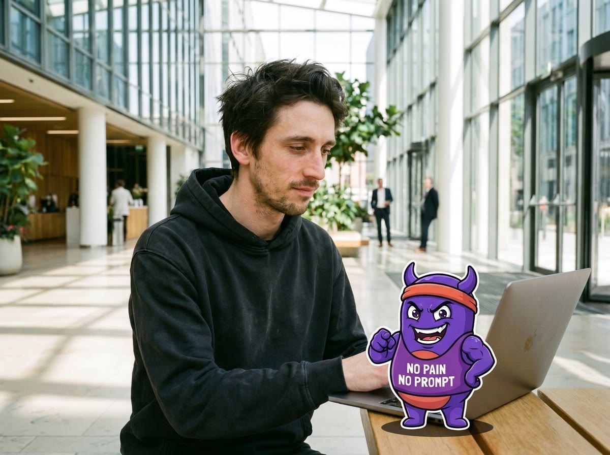 Me and the human in a glass lobby. I brought the ID badge energy.
